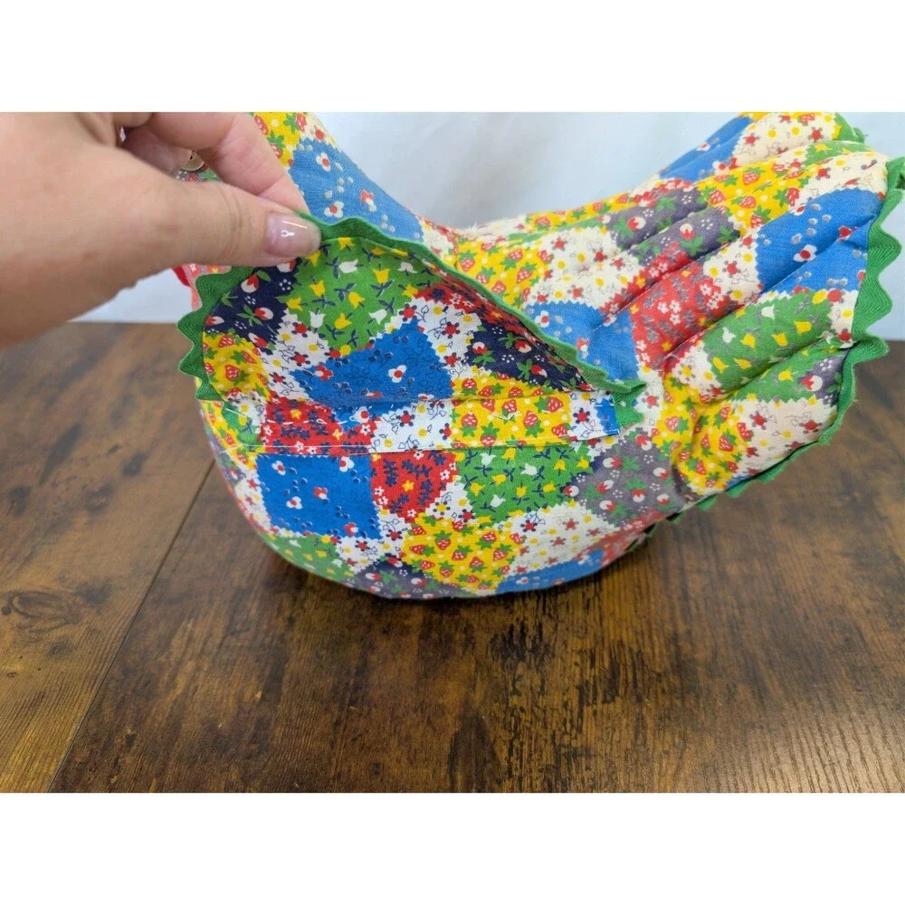 Vintage Patchwork Fabric Chicken Doorstop Draft Stopper Handmade Country Decor
